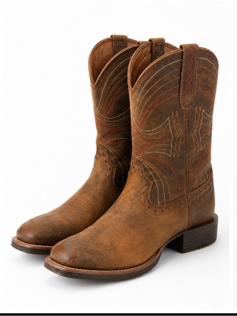 Ariat Men’s 8D Brown Leather Square Toe Western Cowboy Boots 10010963